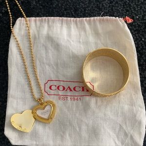 Coach 20” locket necklace with bangle bracelet